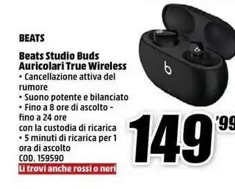 MediaWorld Beats Tudio Buds Auricolari True Wireless offerta
