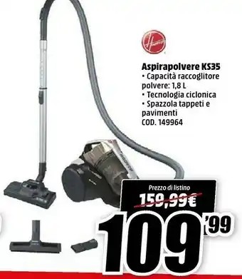 MediaWorld Hoover Aspirapolvere Ks35 offerta