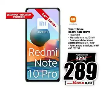MediaWorld Xiaomi Redmi Note 10 Pro offerta