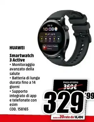 MediaWorld Huawei Smartwatch 3 Active offerta