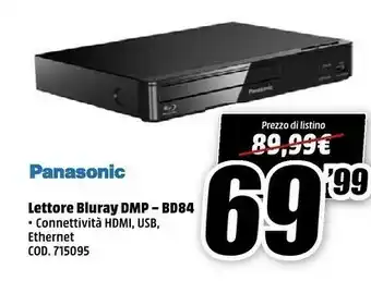 MediaWorld Panasonic DMP-BD84EB-K Lettore DVD/Blu-ray Lettore Blu-Ray Nero offerta