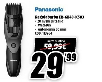 MediaWorld Panasonic Regolabarba ER-GB43-K503 offerta