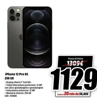 MediaWorld Apple IPhone 12 Pro 256GB - Argento offerta