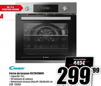 MediaWorld Candy FSCT615WIFI Forno Da Incasso offerta