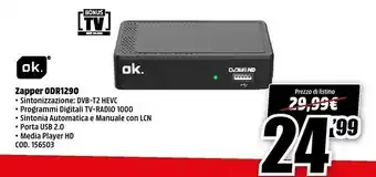 MediaWorld Ok Zapper 0DR1290 DVB-T2 offerta