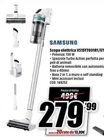 MediaWorld Samsung Scopa Elettrica Vs1st7031r1/et offerta