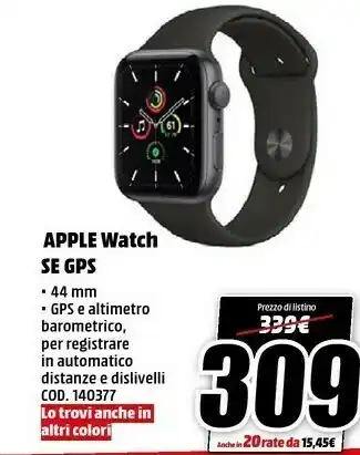 MediaWorld Apple Watch SE OLED Grigio GPS (satellitare) offerta