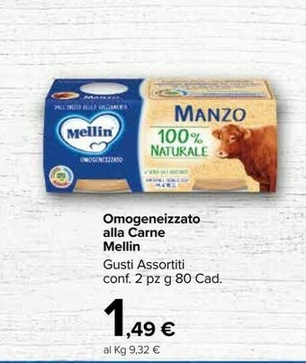 Carrefour Mellin Omogeneizzati offerta