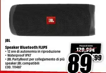 MediaWorld Jbl Peaker Bluetooth Flip5 offerta