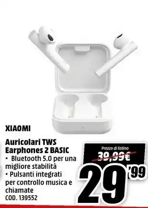 MediaWorld Xiaomi Auricolari Tws Earphones 2 Basic offerta