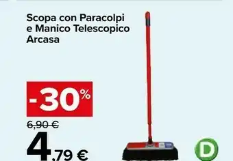 Carrefour Market Aracasa Scopa Con Paracolpi E Manico Telescopico offerta