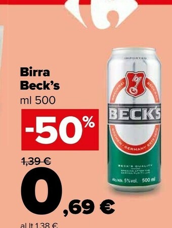 Carrefour Market Becks Beck's - Birra 500 G(ml) offerta