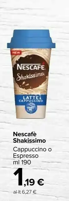 Carrefour Market Nescafè - Shakissimo Latte Cappuccino 190 g(ml) offerta