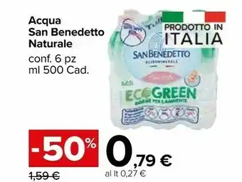 Carrefour Market San Benedetto Acqua Minerale Naturale Progetto Ecogreen 1000 G(ml) offerta