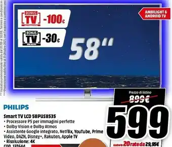 Philips 58PUS8535/12 TV 147,3 Cm (58") 4K Ultra HD Smart TV Wi-Fi Argento