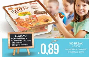 MD Discount Le Bon Kid Break Merendina Al Cioccolato E Frullato Di Pesca offerta