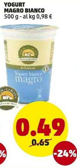 PENNY Sapor di Cascina Yogurt Bianco Magro 500 G(ml) offerta