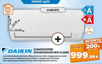Parente Expert Daikin Climatizzatore ATXC60CARXC60 New Classic offerta