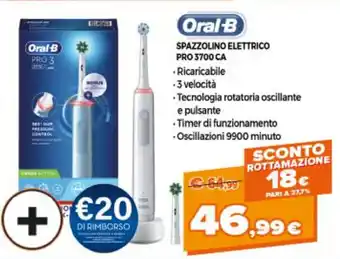 Parente Expert Oral-B Spazzolino Elettrico Pro 3700 CA offerta
