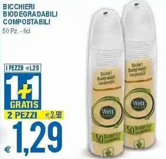MD Discount Bicchieri Biodegradabili Compostabili 50pz 8cl offerta