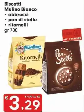 Eurospar Biscotti Mulino Bianco abbracci, pan di stelle, ritornelli gr 700 offerta