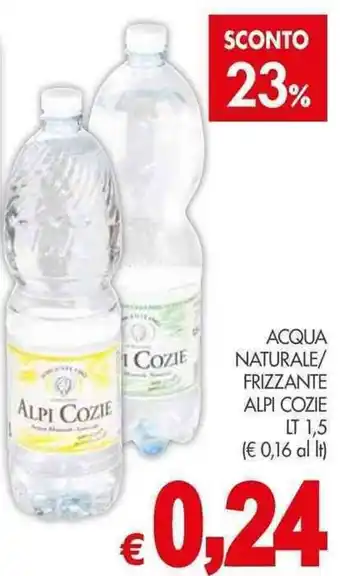 PrestoFresco ACQUA NATURALE/ FRIZZANTE ALPI COZIE Lt. 1,5 offerta