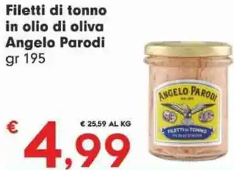 Eurospar Filetti di tonno in olio di oliva Angelo Parodi gr 195 offerta