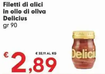 Eurospar Filetti di alici in olio di oliva Delicius gr 90 offerta