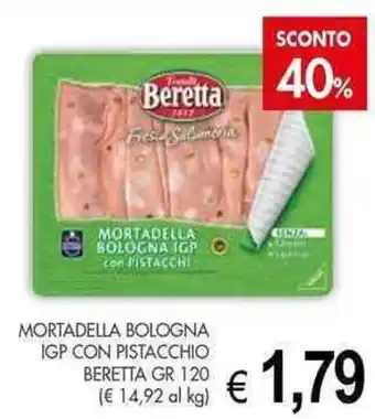 PrestoFresco MORTADELLA BOLOGNA IGP CON PISTACCHIO BERETTA GR 120 offerta
