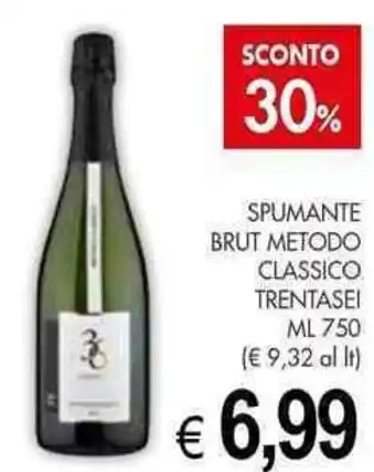 PrestoFresco SPUMANTE BRUT METODO CLASSICO TRENTASEI ml 750 offerta