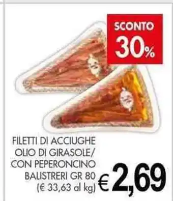 PrestoFresco FILETTI DI ACCIUGHE OLIO DI GIRASOLE/ CON PEPERONCINO BALISTRERI GR 80 offerta
