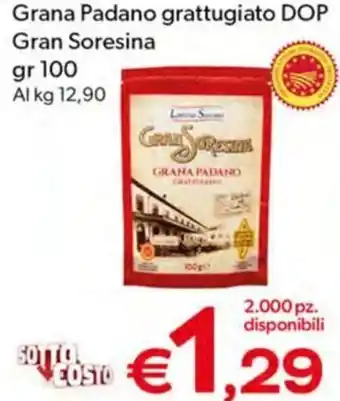 MAX Supermercati Grana Padano grattugiato DOP Gran Soresina gr 100 offerta