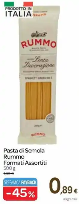 Carrefour Pasta di Semola Rummo Formati Assortiti 500 g offerta