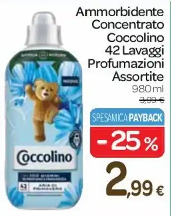 Carrefour Ammorbidente Concentrato Coccolino 42 Lavaggi Profumazioni Assortite 980ml offerta