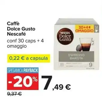 Carrefour Nescafé Dolce Gusto Espresso Barista Magnum Capsule Caffè 30 Pezzo(i) offerta