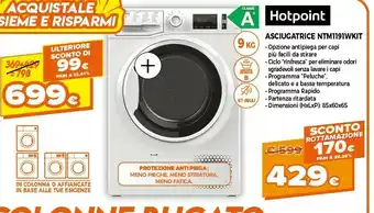 Expert Hotpoint NT M11 91WK IT Asciugatrice Libera Installazione Caricamento Frontale 9 Kg A+ Bianco offerta