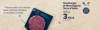 Carrefour Terre d'Italia Hamburger Di Marchigiana offerta