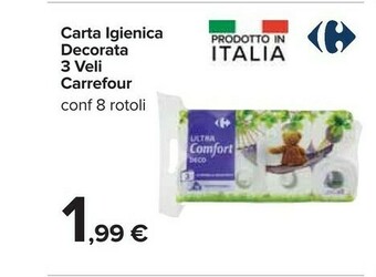 Carrefour Carrefour Carta Igienica Decorata 3 Veli offerta