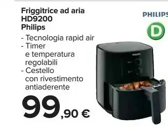 Carrefour Philips Essential HD9200/91 Friggitrice Singolo 4,1 L Indipendente 1400 W Friggitrice Ad Aria Calda Nero offerta
