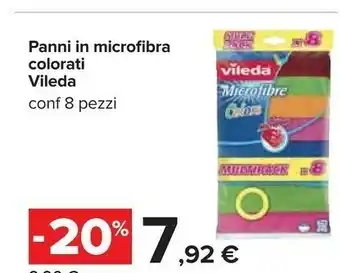 Carrefour Vileda Panni Colors 100% Microfibre 30x30cm 8pz offerta