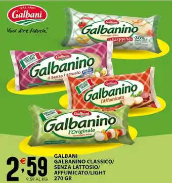 Sisa GALBANI GALBANINO CLASSICO/ SENZA LATTOSIO/ AFFUMICATO/LIGHT 270 GR offerta