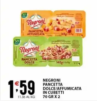 Sisa NEGRONI PANCETTA DOLCE/AFFUMICATA IN CUBETTI 70 GR X 2 offerta