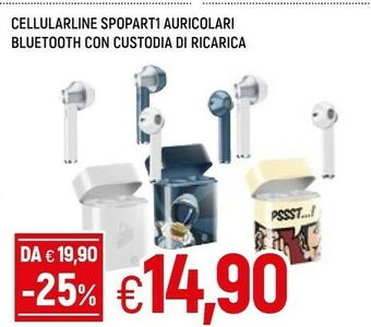 Famila Cellularline Spopart1 Auricolari Bluetooth Con Custodia Di Ricarica offerta