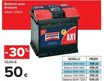 Carrefour Arexons Batteria Auto offerta