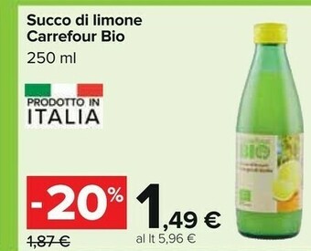 Carrefour Carrefour - Succo Di Limone 250 G(ml) offerta