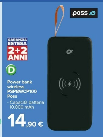 Carrefour Poss Power Bank Wireless PSPBWCP100 offerta