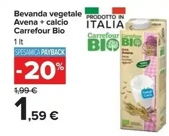 Carrefour Carrefour Bio Bevanda Vegetale Avena + Calcio offerta