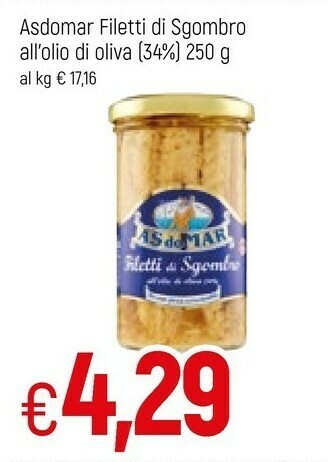 Famila Asdomar Filetti Di Sgombro All'Olio Di Oliva 250 G(ml) offerta