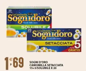 Sisa SOGNI D'ORO CAMOMILLA SETACCIATA 15+5/SOLUBILE X 20 offerta