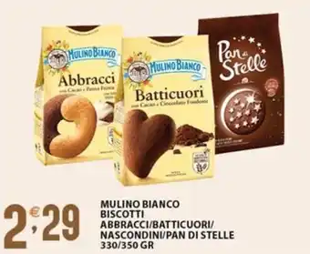Sisa MULINO BIANCO BISCOTTI ABBRACCI/BATTICUORI/ NASCONDINI/PAN DI STELLE 330/350 GR offerta